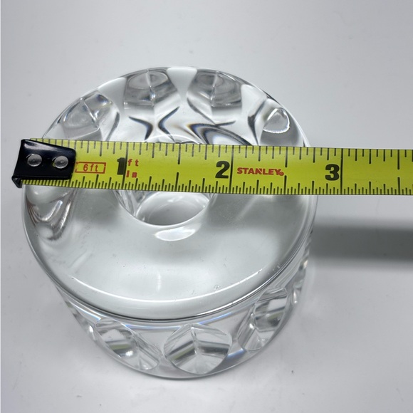 Pair Of Orrefors Sweden Sven Palmqvist Crystal Round Candle Holders Signed - Picture 8 of 9